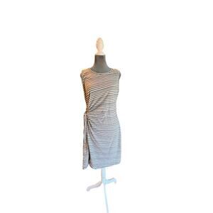 Talbots, Striped Casual Dress, Olive Green and White, XL Petite